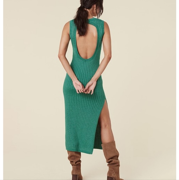 Spell mercury ribbed knit metallic emerald maxi dress - Picture 2 of 10